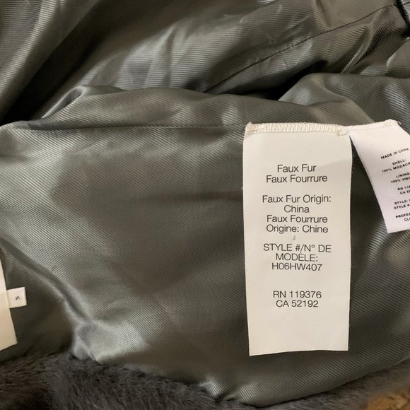 HELMUT LANG MINK GREY FAUX FUR HOODED BOMBER  S - Picture 9 of 10